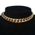 Punk Cuban Link Choker Necklace Collar Statement Chunky Stainless Steel Gold Color Thick Chain Necklace For Men Women Jewelry