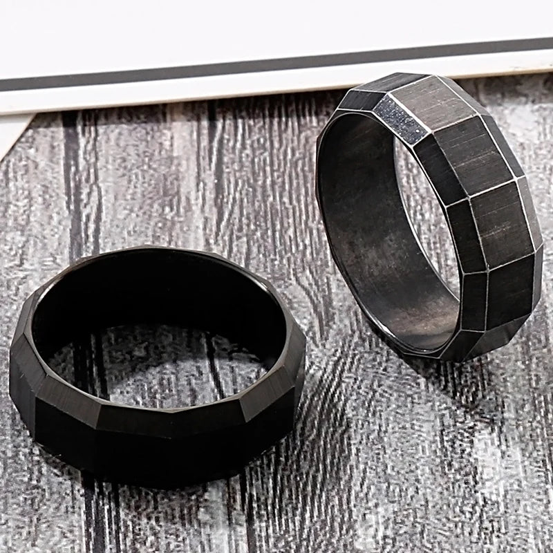 Vintage Stainless Steel Men's Finger-Rings Black Shell Ring For Men Boys Male Mens Jewellery 2022 Items