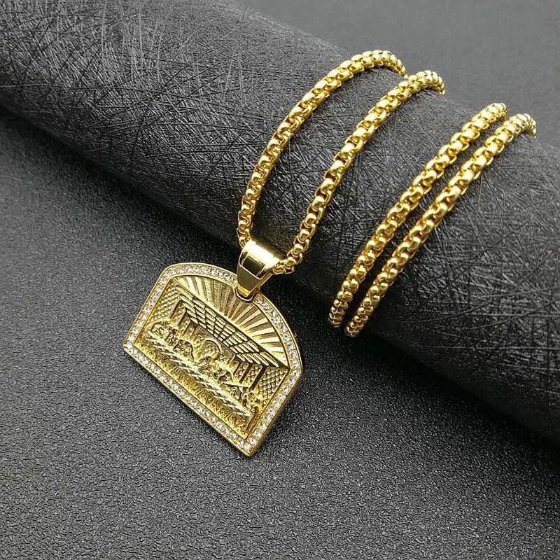 Iced Out The Last Supper Pendant Necklace — Stainless Steel