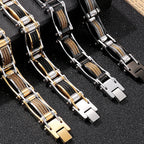 15MM Twist Chain Bracelet Man 18K Gold Color Men's Bracelets On Hand Heavy Stainless Steel Mannen Armband Jewellery