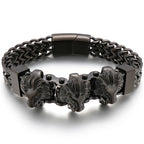 Gold Color Stainless Steel Chain Bracelet for Man Punk Gothic Skull Wristband With Magnetic Clasp Animal Head Homme