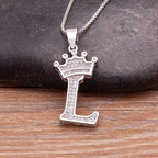 Nidin Luxury A-Z Crown Alphabet Pendant Chain Necklace Punk Style Lucky Initial Name Jewelry Fine Party Wedding