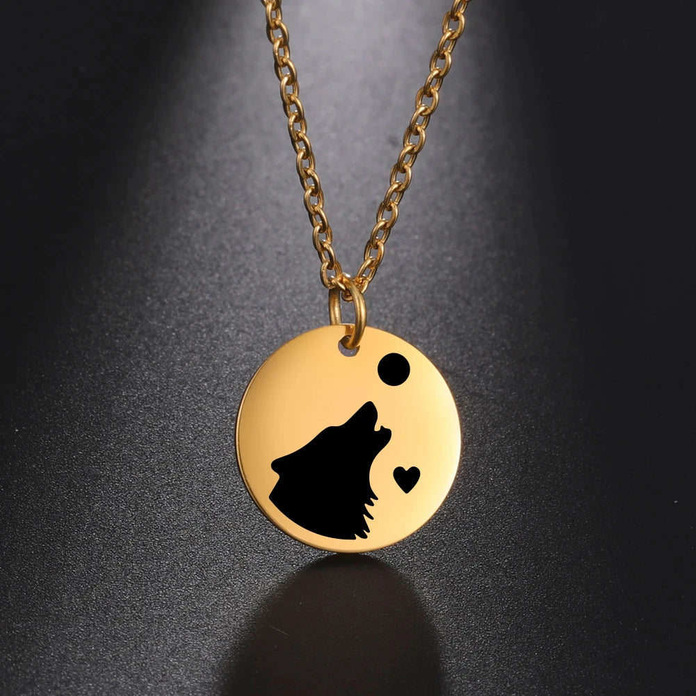 Wolf Moon Pendant Necklace — Silver