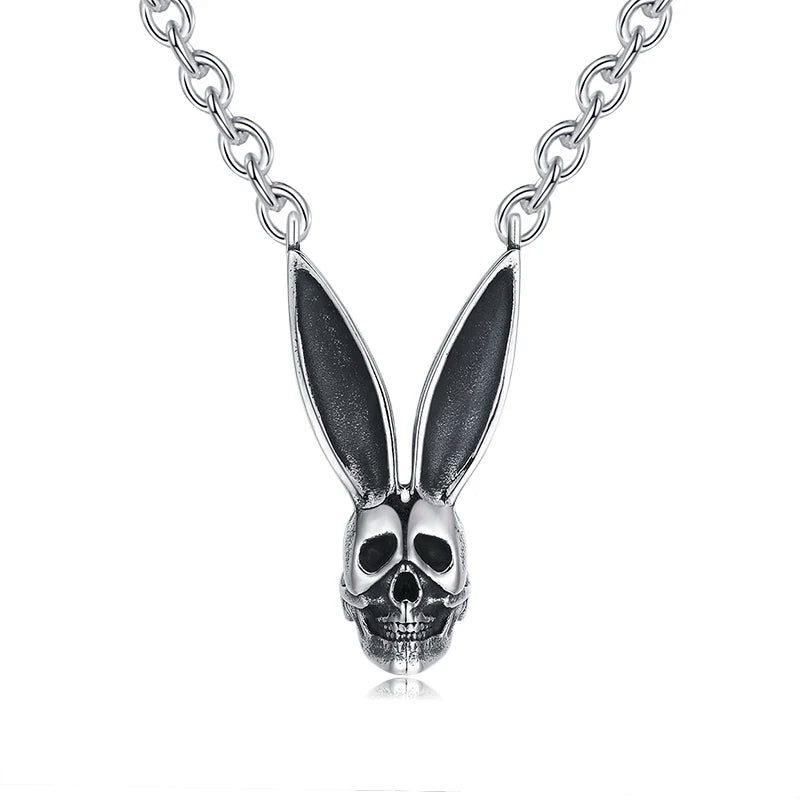 3D Rabbit Pattern Metal Pendant Necklace For Men Couple Gift Vintage Punk Animal Gothic Skull Choker Necklace Jewelry