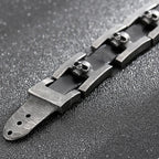 Ghost Skull Head Shaped Men's Leather Bracelets With Belt Buckle Stainless Steel On Hand Bands For Men Male Wristbands