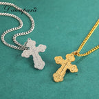 Dawapara Eastern Orthodox Serbian Cross Pendant Necklace Stainless Steel Jewelry Talisman Charm Necklaces