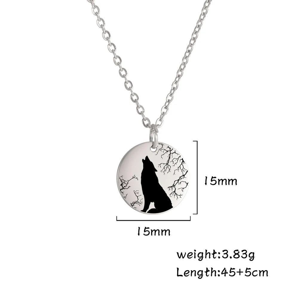 Wolf Moon Pendant Necklace — Silver