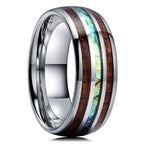 Fashion 8mm Silver Color Men Stainless Steel Ring Inlay Colorful Abalone Shell Rings For Men Women Wedding Band Jewelry Gifts