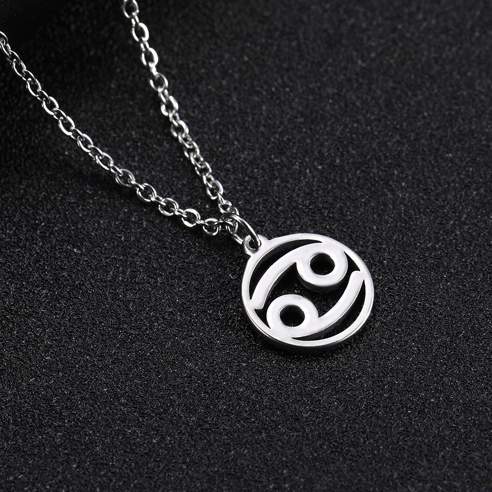 Cazador Zodiac Pendant Necklace for Women 12 Constellation Aries Pisces Gemini Chocher Stainless Steel Jewelry Gold Color Gifts