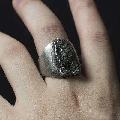 Virgin Mary Praying Hands Ring for Men — Vintage Religious Band