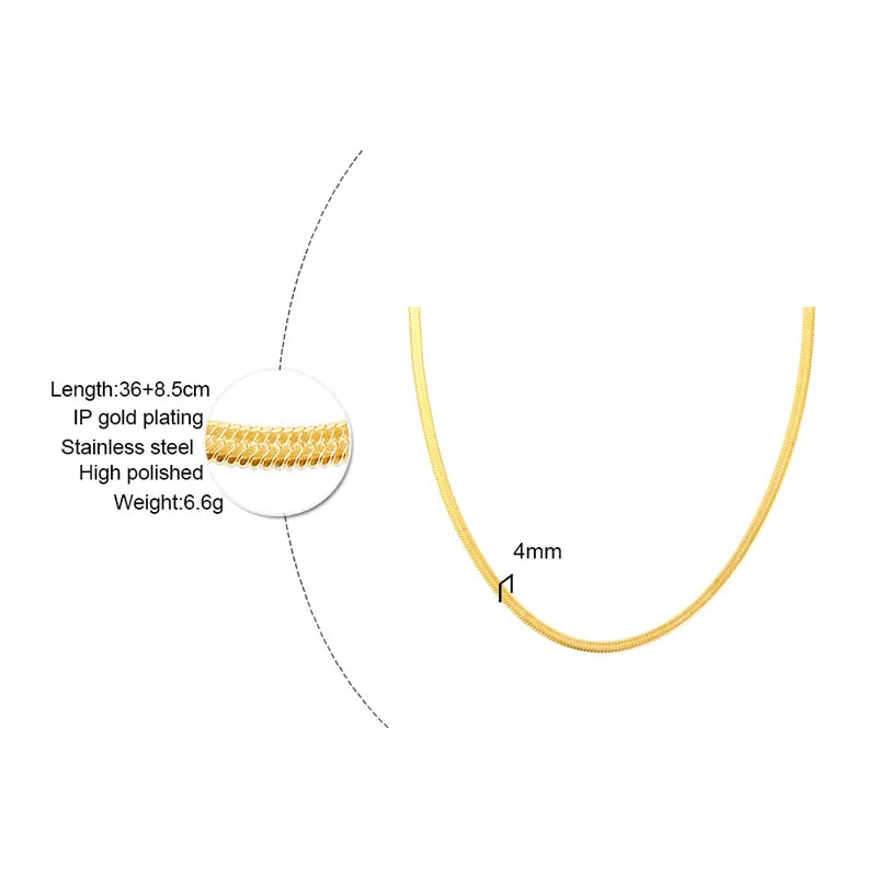 Gold Snake Chain Necklace — 38-60cm