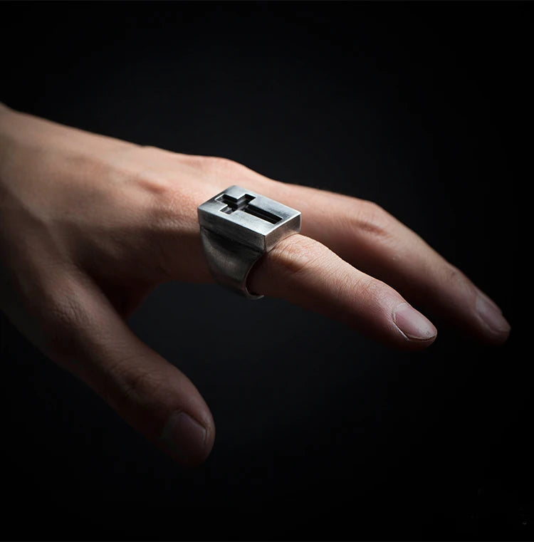 Christmas Goth Cross Ring Men Rings Punk Hip Hop for Boyfriend Male Stainless Steel Jewelry Creativity Gift Wholesale OSR608