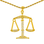 Balance Libra Scale Pendant Bling Rhinestone Crystal Men Hip Hop Necklace Punk Jewelry Street Rock
