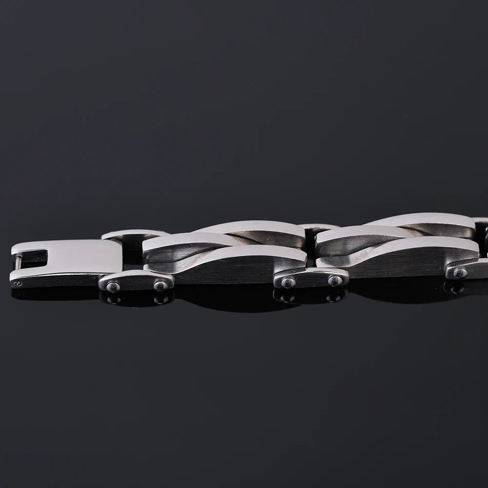 Bracelet Men 11MM Wide 8.67" Long Mens Cuff Bracelets & Bangles Solid Metal Stainless Steel On Hand Jewelry Boys