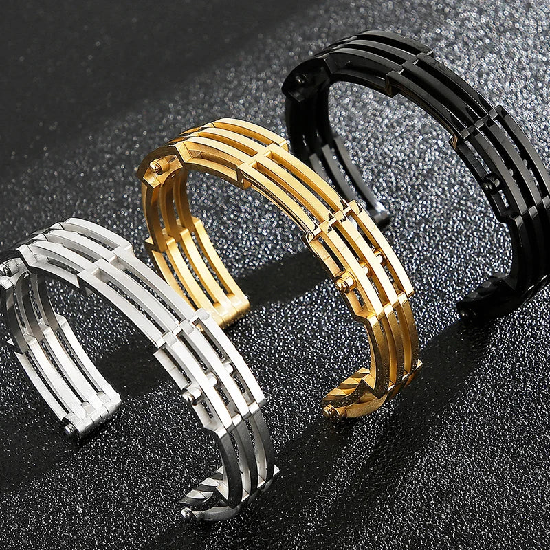 12MM Gold Color 316L Stainless Steel Open Bangle Cuff Bracelet For Man Boys On Hand Jewellery Accessories Logo Name