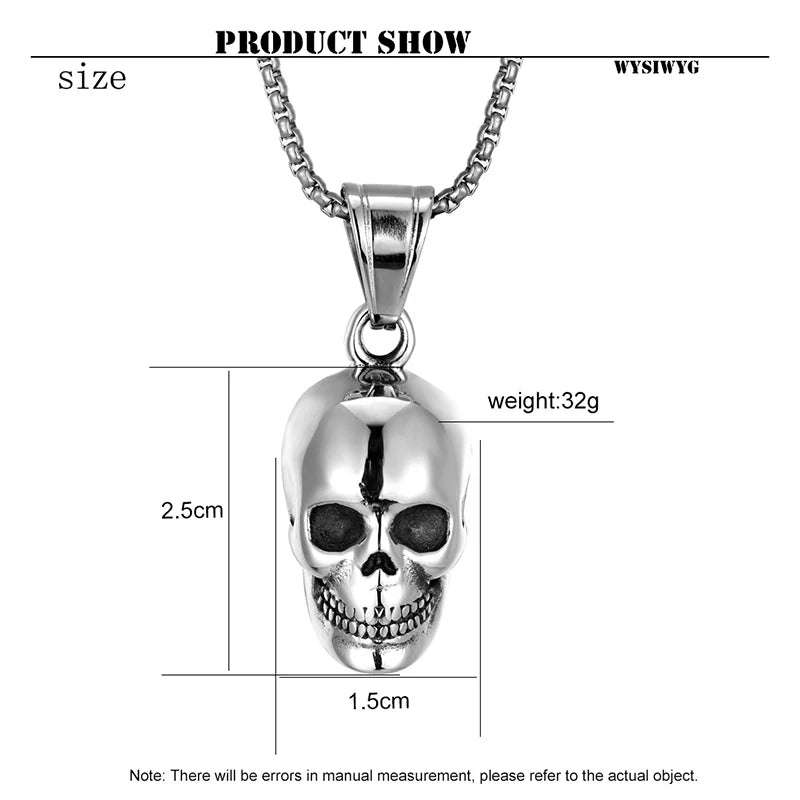 Gothic Skull Stainless Steel Pendant Necklace