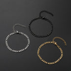 Low Price Width 4MM Stainless Steel Golden Black Chain Bracelet For Men and Women Fashion Gift Jewelry Length 16+5CM