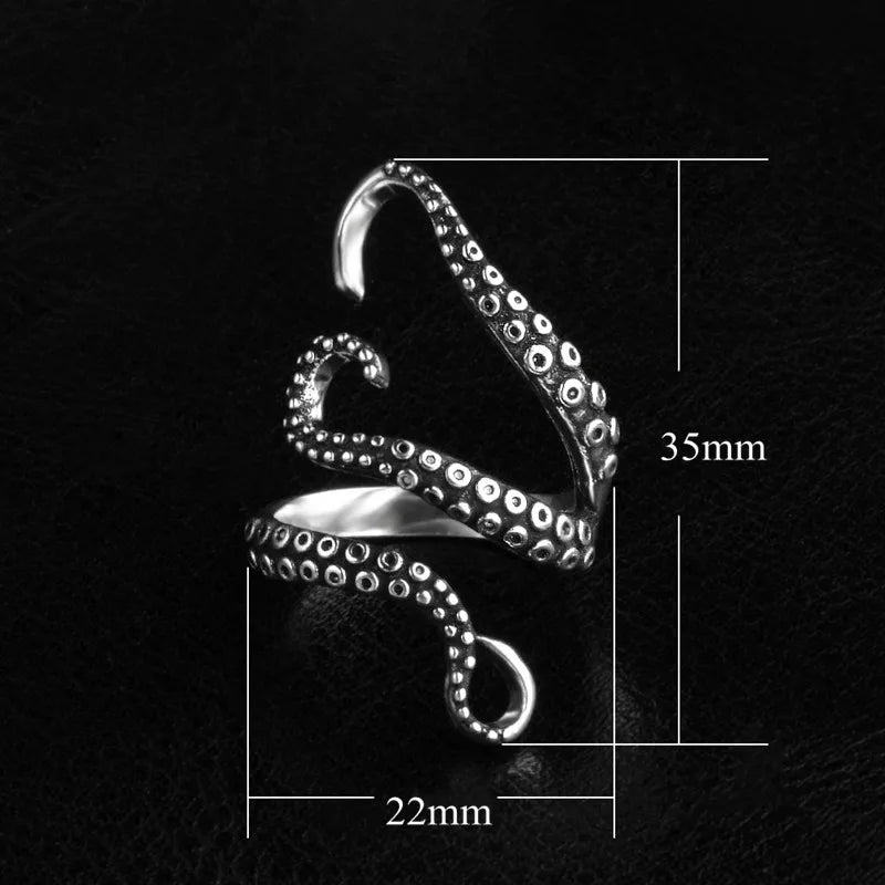 Octopus Tentacle Wrap Finger Ring — Adjustable