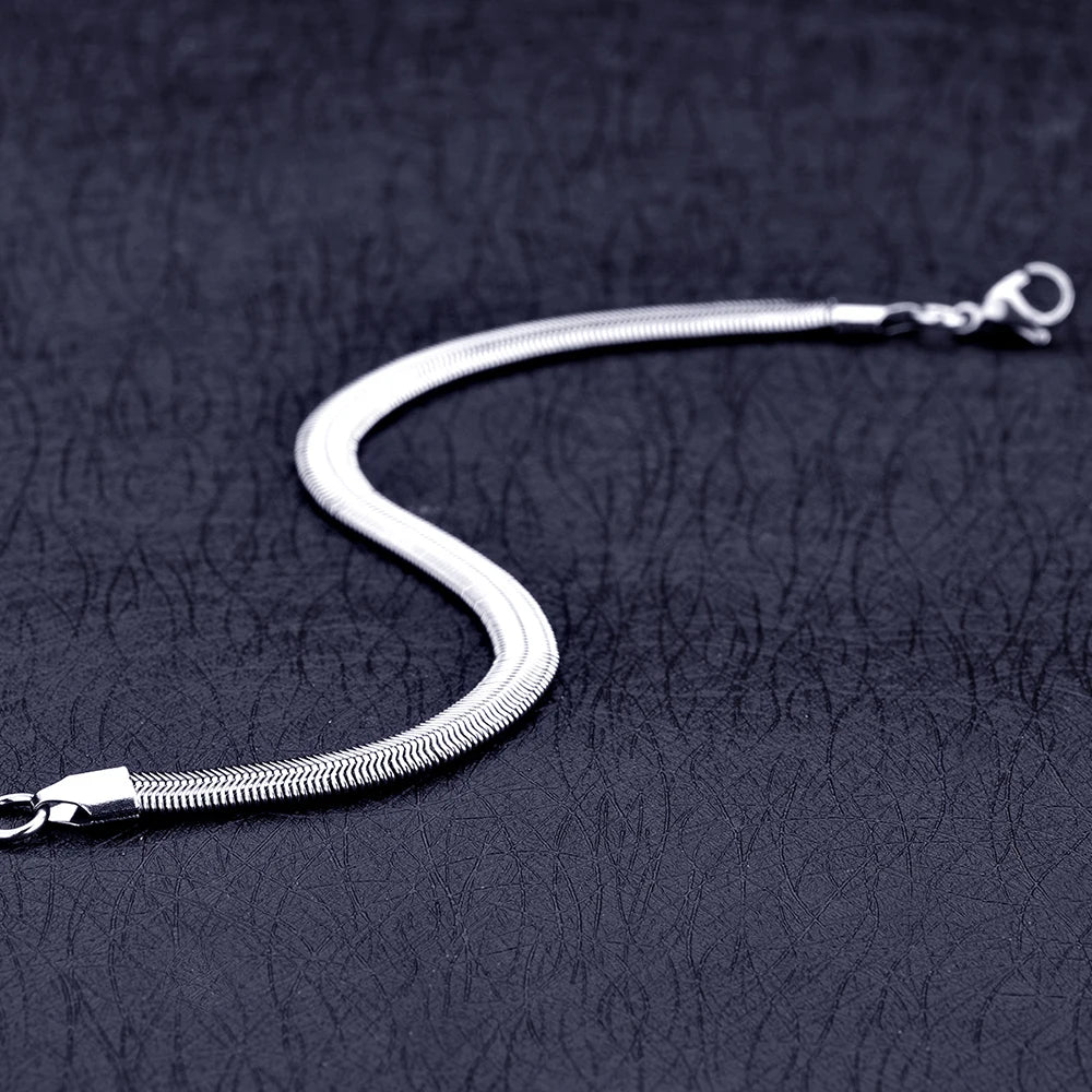 Snake Chain Link Bracelet 6mm — 316L Stainless Steel, 18cm & 20cm