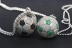 Iced Out Soccer Ball Pendant — Two-Tone Silver Gold