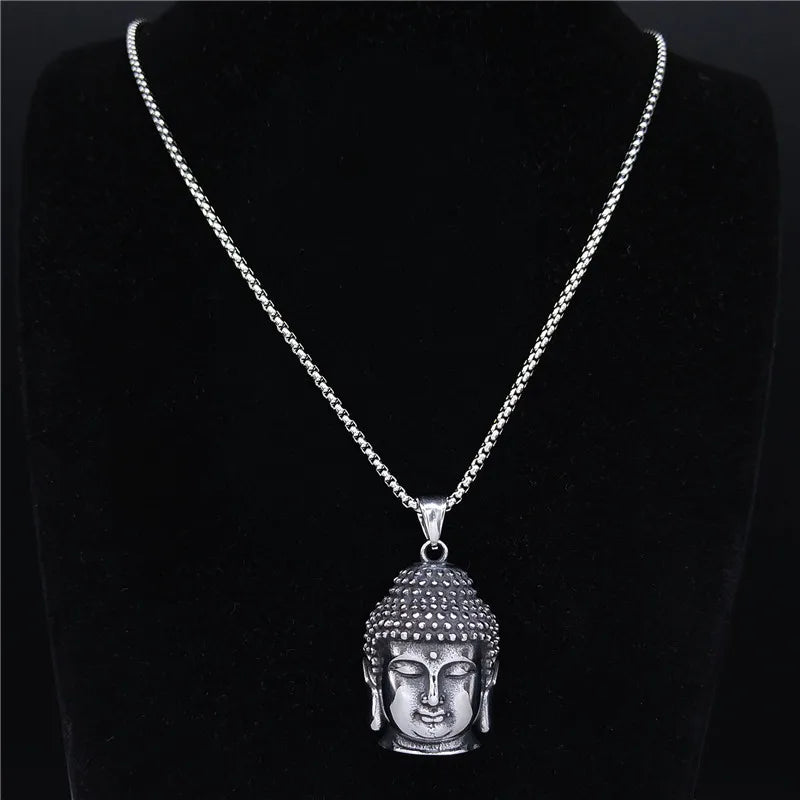 Buddhist Stainless Steel Pendant Necklace