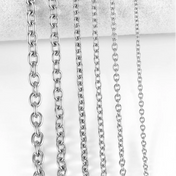 Thin Cross Rolo Chain Necklace — Steel