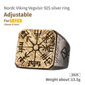 925 Silver Viking Ring Vegvisir Trendy Male Ring Single Ring Fashion Jewelry