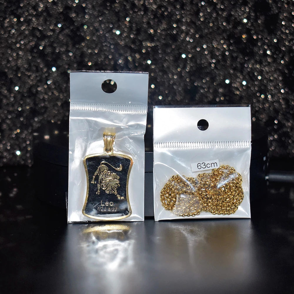 Scorpio 12 Constellations Necklace Birthday Gifts Gold Color Stainless Steel Amulet Pendant Zodiac Sign Jewelry Collier