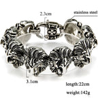 Lion Heads Link Chain Man Bracelet Heavy Stainless Steel Men's Charm Bracelets Bangles Best Friends On Hand Bands Male