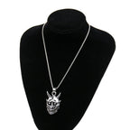 Japanese Ukiyoe 316 Stainless Steel Evil Oni Noh Hannya Ja Pendant Necklace Wallet Charm Chain Halloween Devils Night