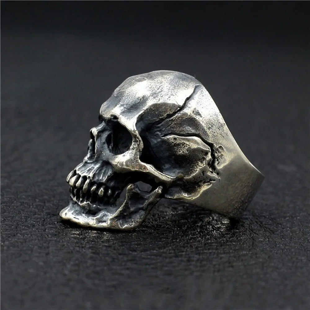 BOCAI New Real s925 Pure Silver Jewelry Accessories Handmade Retro Personality Domineering Punk Tough Guy Big Skull Man Ring