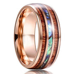 Fashion 8mm Silver Color Men Stainless Steel Ring Inlay Colorful Abalone Shell Rings For Men Women Wedding Band Jewelry Gifts