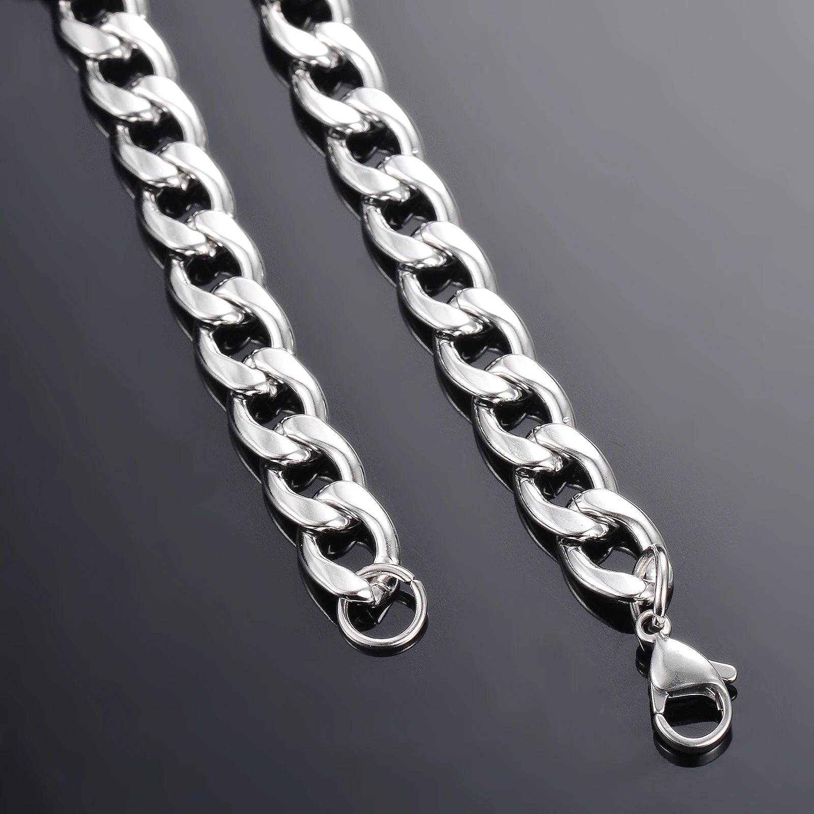 1 Piece Width 3mm-9.5mm Curb Cuban Link Chain Necklace for Men Women Basic Punk Stainless Steel Chain Chokers