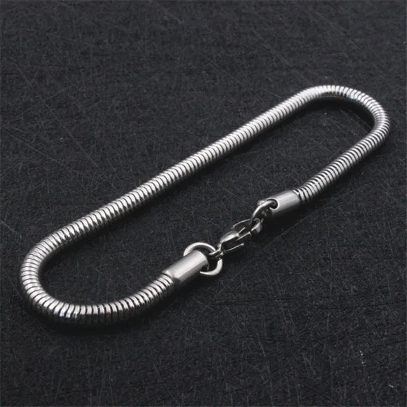 Wholesale Price 316L Stainless Steel Round Snake Link Chain Bracelet Fashion Party Gift Jewelry For Men and Women Width 2/3/4MM