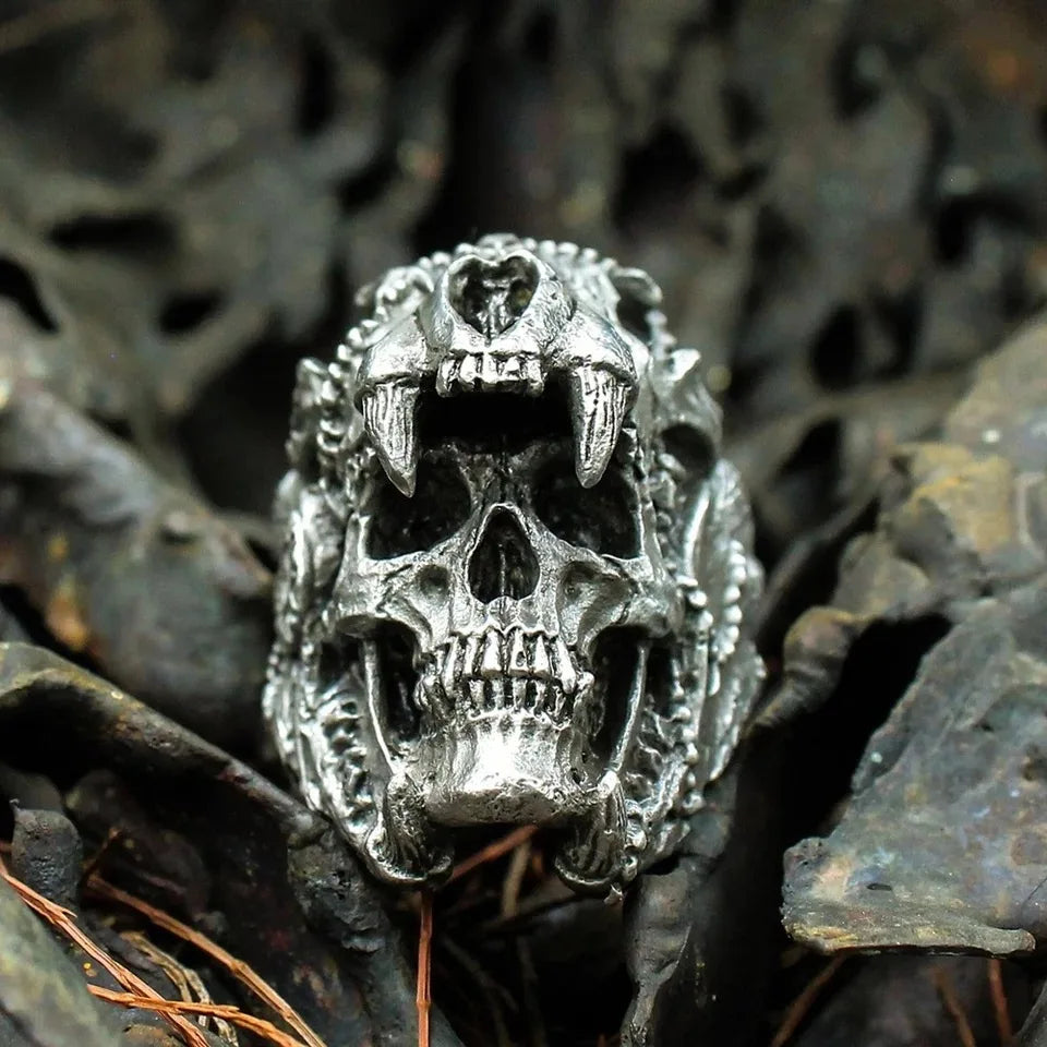 Jaguar Warrior Skull Ring — Stainless Steel