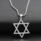 Star of David Beaded Chain Necklace — Stainless Steel