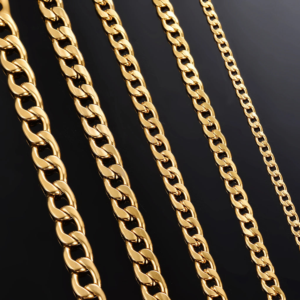 Flat Curb Chain Necklace 9.5mm — Stainless Steel