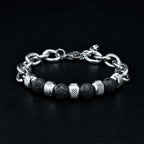 Bead and Chain Link Bracelet — Stainless Steel