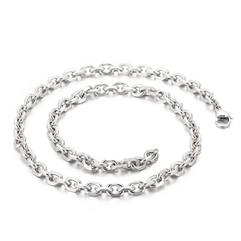 Kalen Gold/Silver Color O-Chain Geometric Stitching Necklace Men's Stainless Steel Jewelry Wholesale