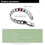 Cuban Chain Bracelet for Men — Silver-Tone, 12mm Width
