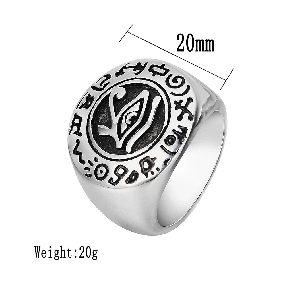 Ancient Egyptian Eye of Horus Signet Ring — Stainless Steel