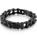 Rock And Roll CZ & 316L Stainless Steel Cast Metal Bicycle Chain Men's Bracelets For Man Boys Biker Jewellery