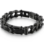 Rock And Roll CZ & 316L Stainless Steel Cast Metal Bicycle Chain Men's Bracelets For Man Boys Biker Jewellery