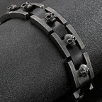 Ghost Skull Head Shaped Men's Leather Bracelets With Belt Buckle Stainless Steel On Hand Bands For Men Male Wristbands