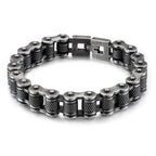 Retro Heavy Brush Stainless Steel Motorcycle Chain Bracelet 11/13MM Wide Mens Women Bike Biker Bracelets Hip-Hop Jewelry 19-23cm