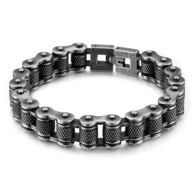 Retro Heavy Brush Stainless Steel Motorcycle Chain Bracelet 11/13MM Wide Mens Women Bike Biker Bracelets Hip-Hop Jewelry 19-23cm