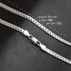 5mm 925 Sterling Silver with Gold Plated Necklace Unisex Flat Snake Link Chain Lobster Clasp Collares Necklaces For Women Men
