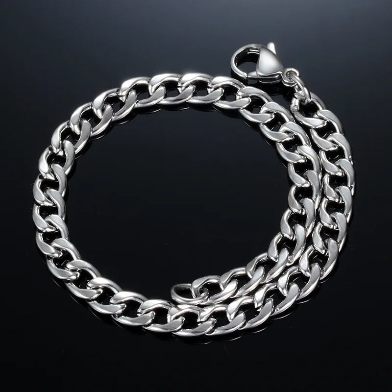 Width 6MM Stainless Steel Men's Chain Necklace Hip Hop Rock Style Jewelry Titanium Steel Cuban Link Necklace drop shipping