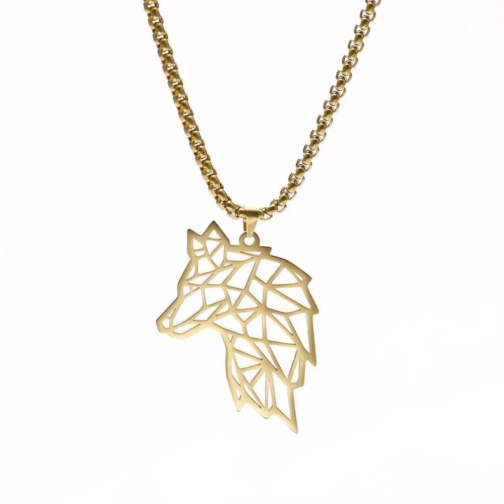 My shape Wolf Necklace for Men Women Stainless Steel Necklaces Men's chain Fashion Animal Male Necklace Punk Jewelry
