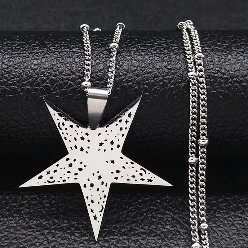 Statement Chain Pendant Necklace — Stainless Steel